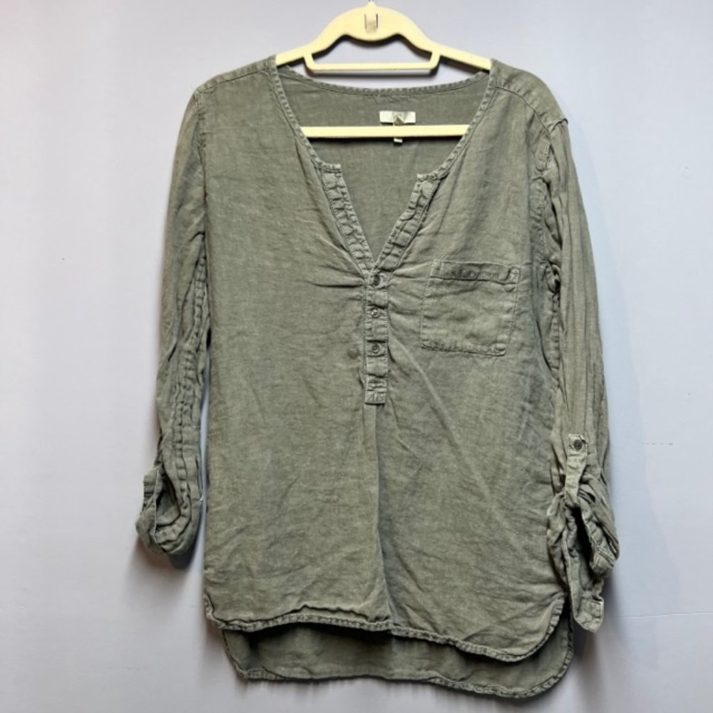Joie Tunic pop over blouse Garment Dyed (M) Linen